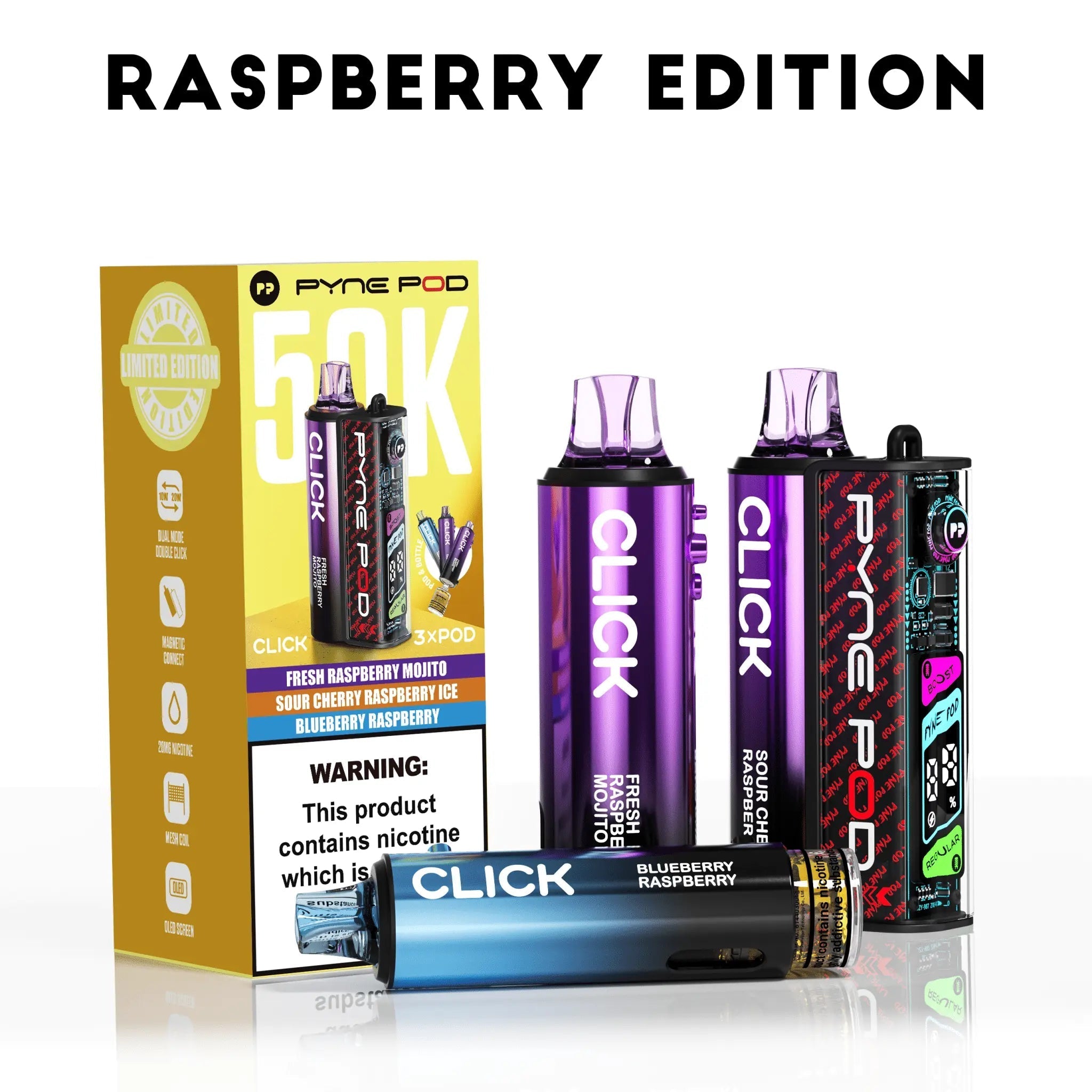 Pyne Pod 50K Click Prefilled Pod Kit -Raspberry Edition-Planet Puff