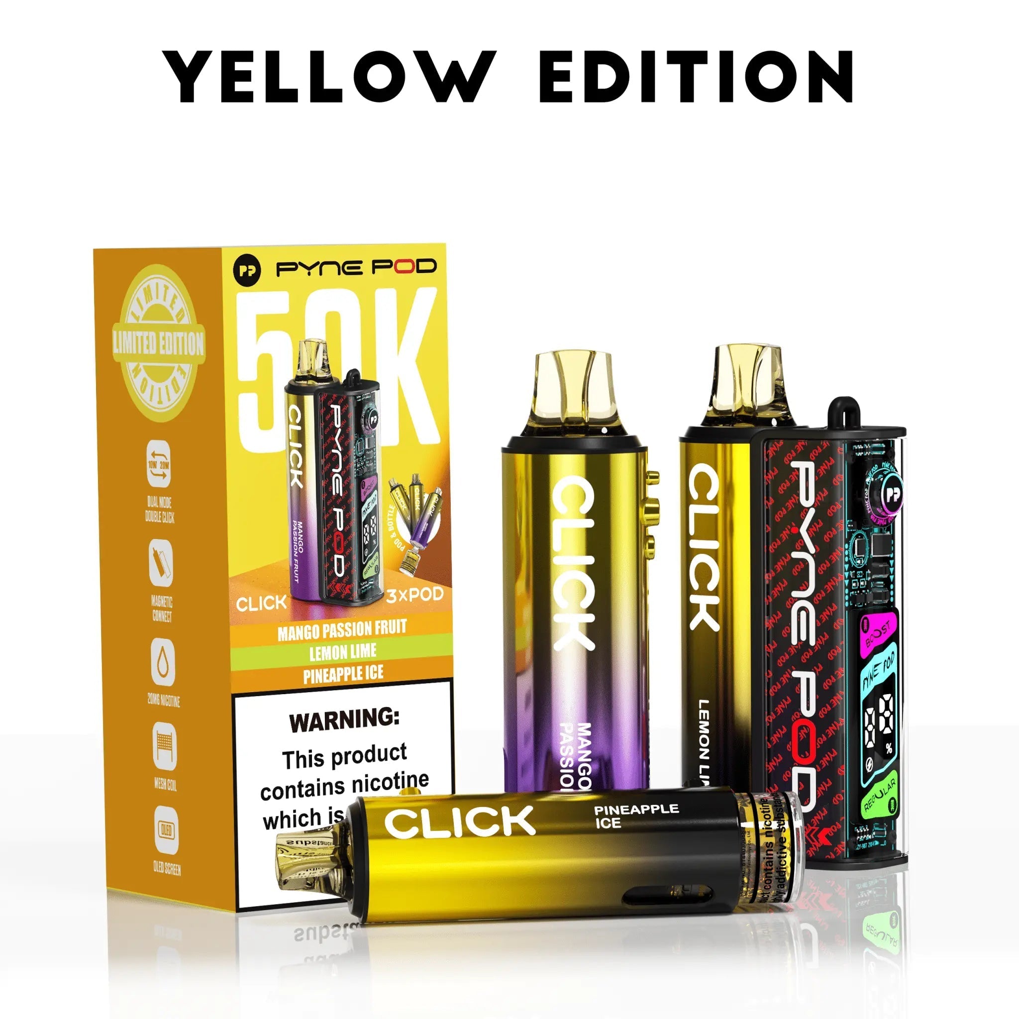 Pyne Pod 50K Click Prefilled Pod Kit -Yellow Edition-Planet Puff