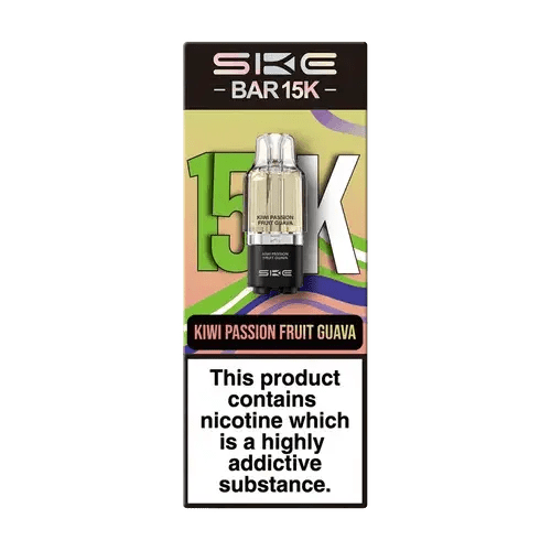 SKE Bar 15K Refill Pods + Container Tank | Crystal Vapes -Kiwi Passion Guava-Planet Puff