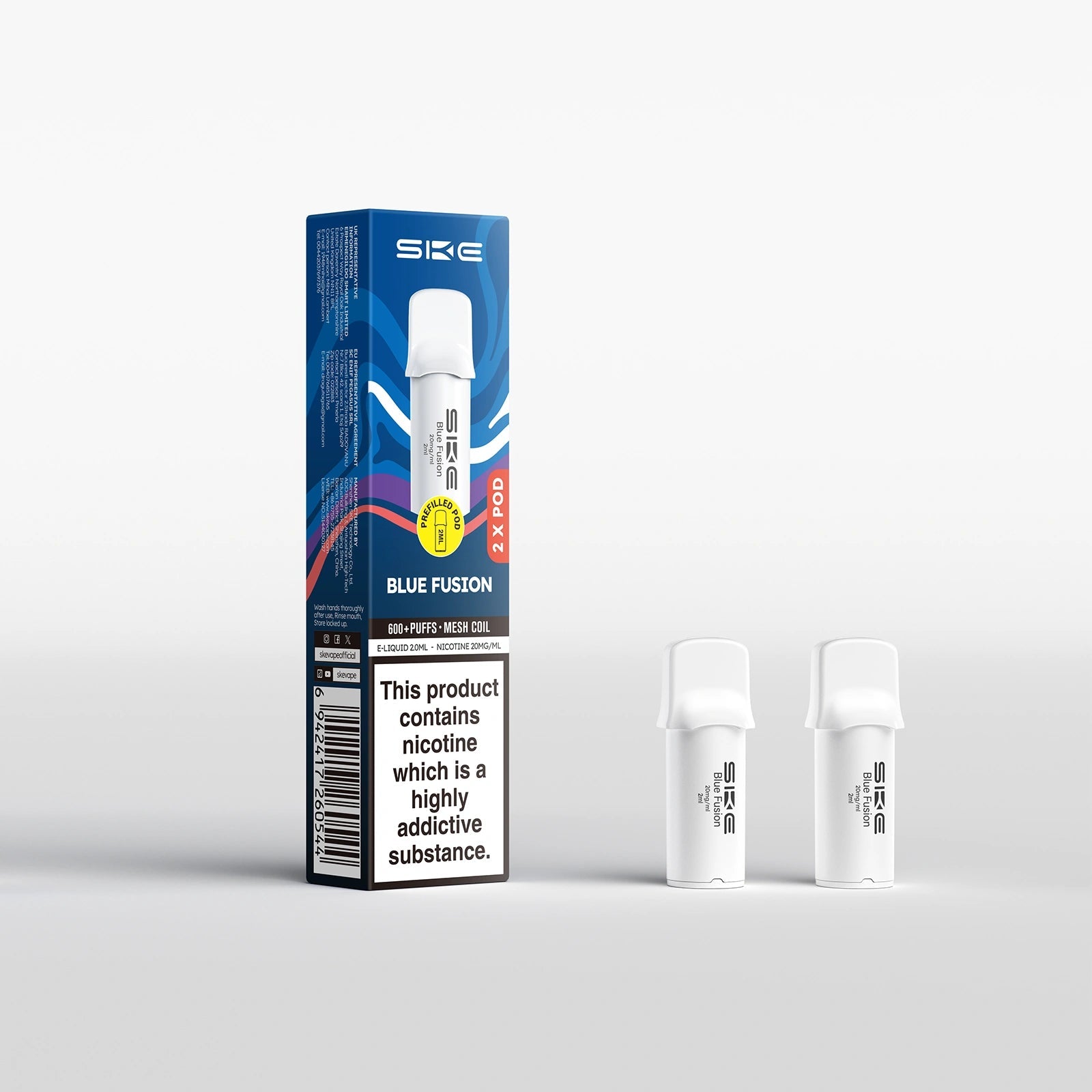 SKE Crystal Pro 600 Refill Pods - (2 Pack) - Blue Fusion-Planet Puff