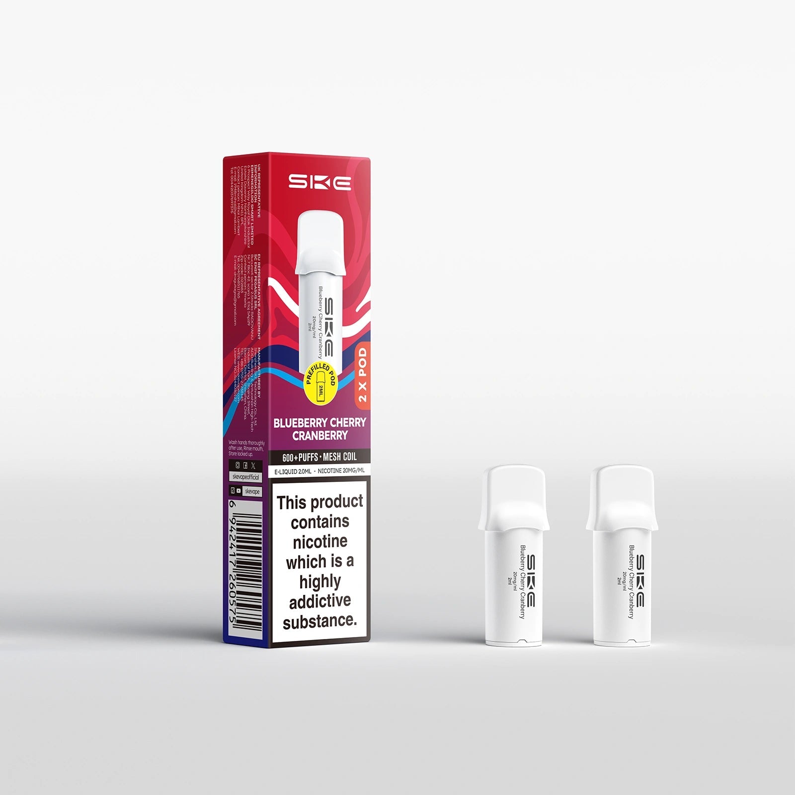 SKE Crystal Pro 600 Refill Pods - (2 Pack) - Blueberry Cherry Cranberry-Planet Puff