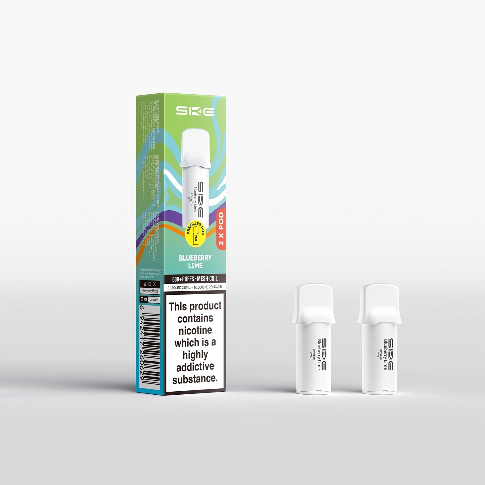 SKE Crystal Pro 600 Refill Pods - (2 Pack) - Blueberry Lime-Planet Puff