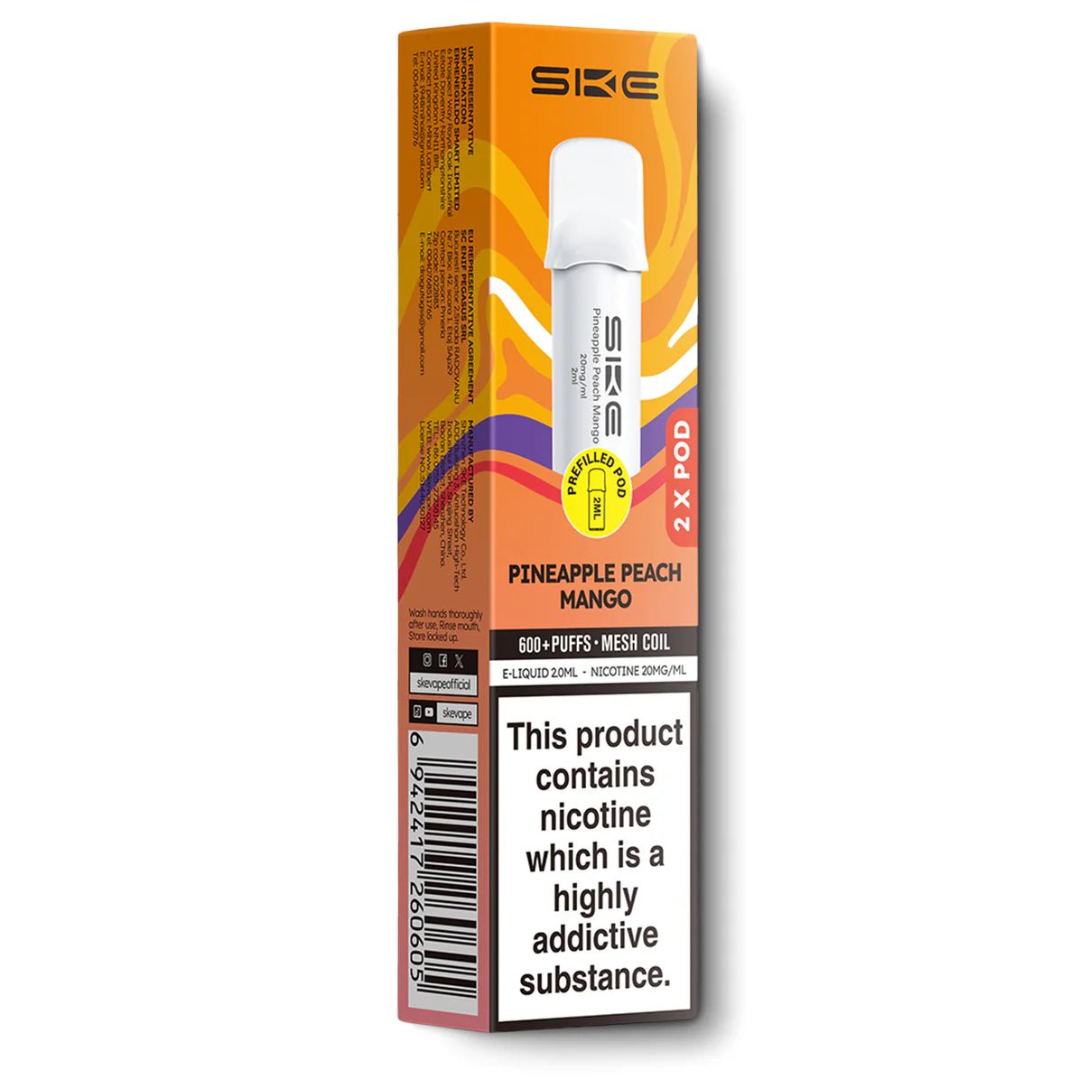 SKE Crystal Pro 600 Refill Pods - (2 Pack) - Pineapple Peach Mango-Planet Puff