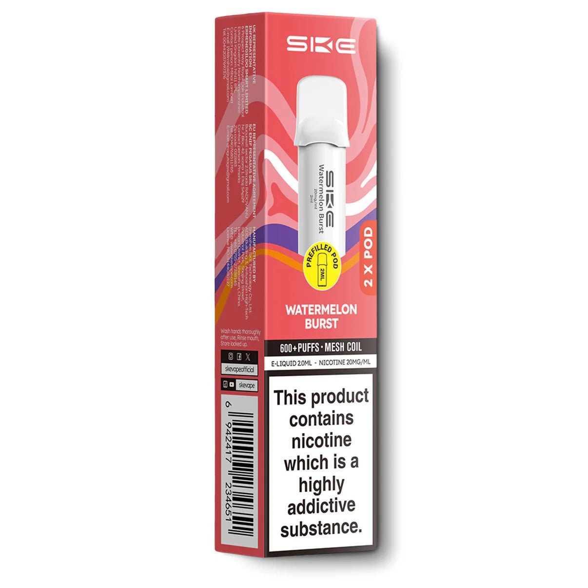 SKE Crystal Pro 600 Refill Pods - (2 Pack) - Watermelon Burst-Planet Puff