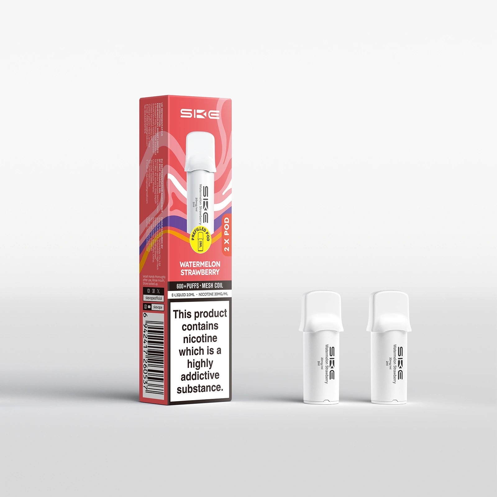 SKE Crystal Pro 600 Refill Pods - (2 Pack) - Watermelon Strawberry-Planet Puff
